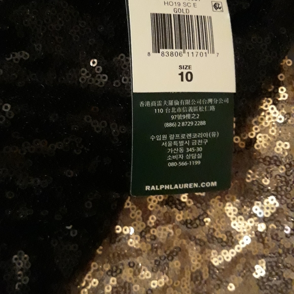 NWT RALPH LAUREN SEQUIN GOLD/BLACK GOWN SIZE 10 - Picture 4 of 5